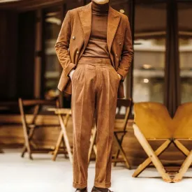 Retro Corduroy Double-Breasted Suit