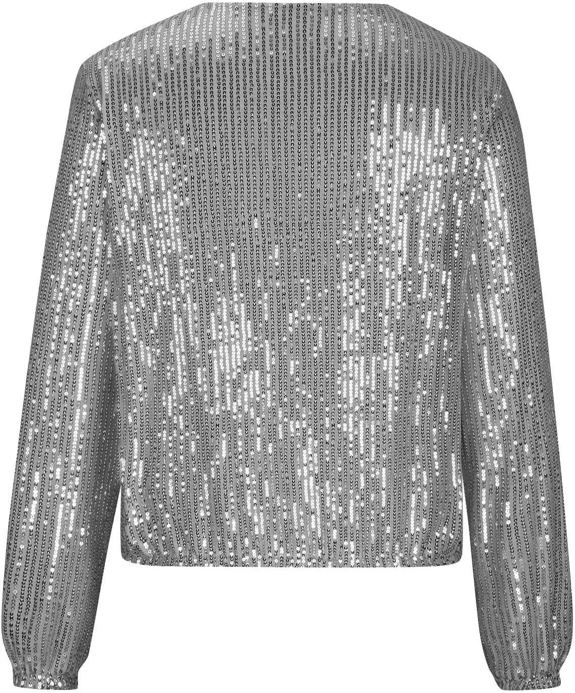 Sequin Jackets for Women Casual Sparkly Zip Up Bomber Jacket Dressy Glitter Loose Coat Outerwear Blazer Party Outfit
