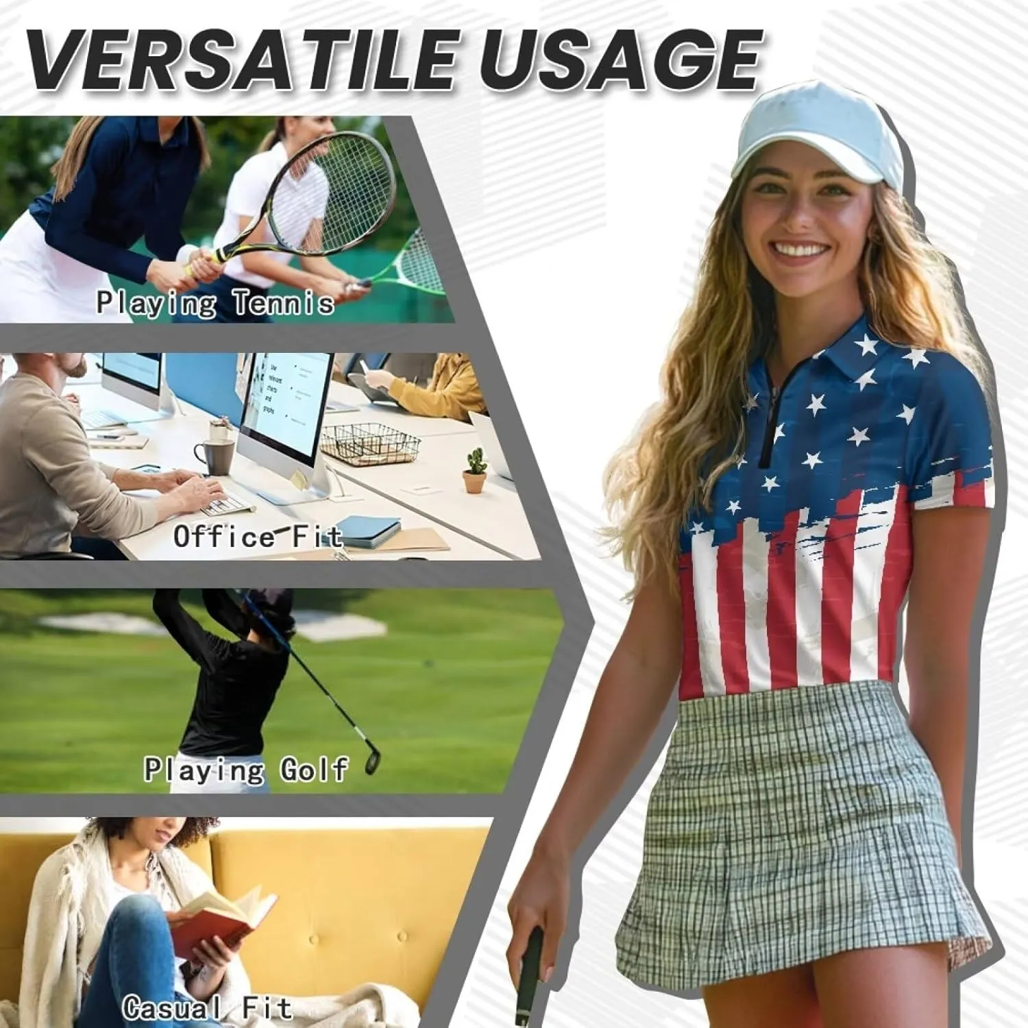 Short Sleeve Golf Shirts for Women Lightweight Moisture Wicking Tennis Shirts Women's Athletic Pullover Tops XS-2XL