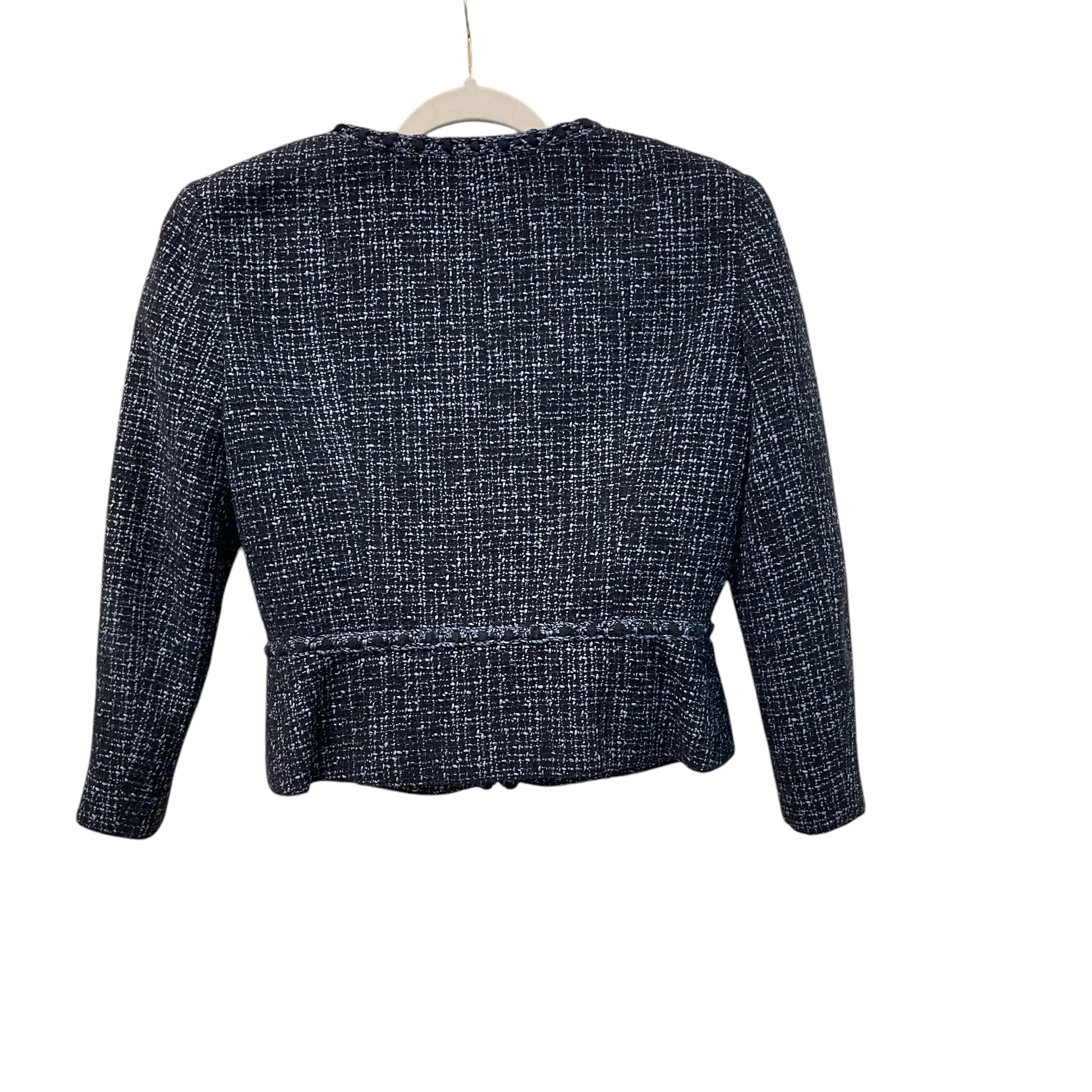 SIZE 40 CHANEL Blue Zip Tweed Jacket