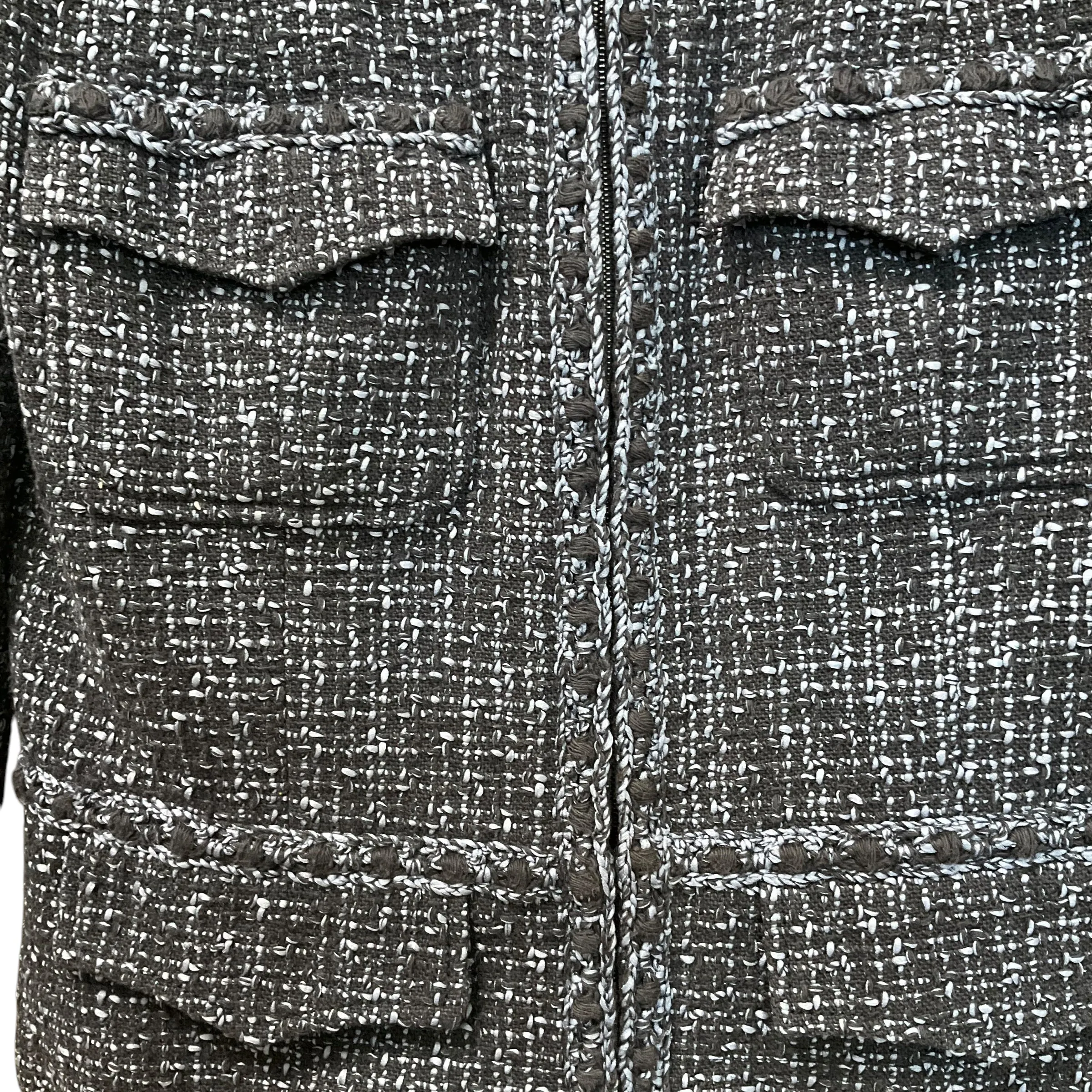 SIZE 40 CHANEL Blue Zip Tweed Jacket