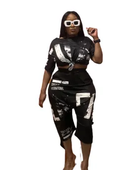SNOB Hammer Harem Oversized Pants Set-Black