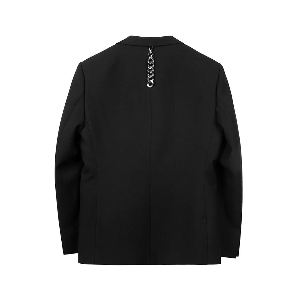Square Chain Single Breasted Suit Black