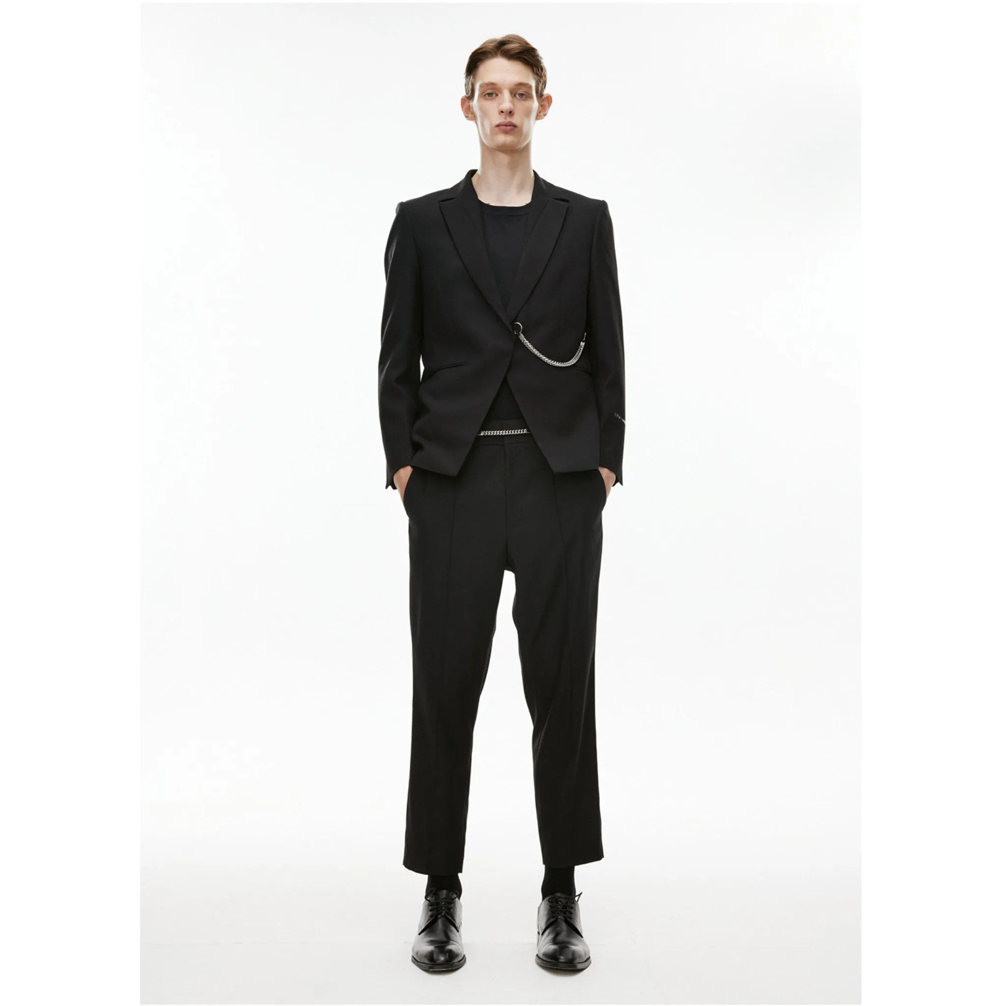 Square Chain Single Breasted Suit Black