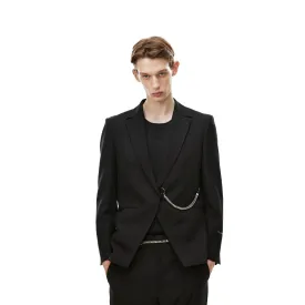 Square Chain Single Breasted Suit Black