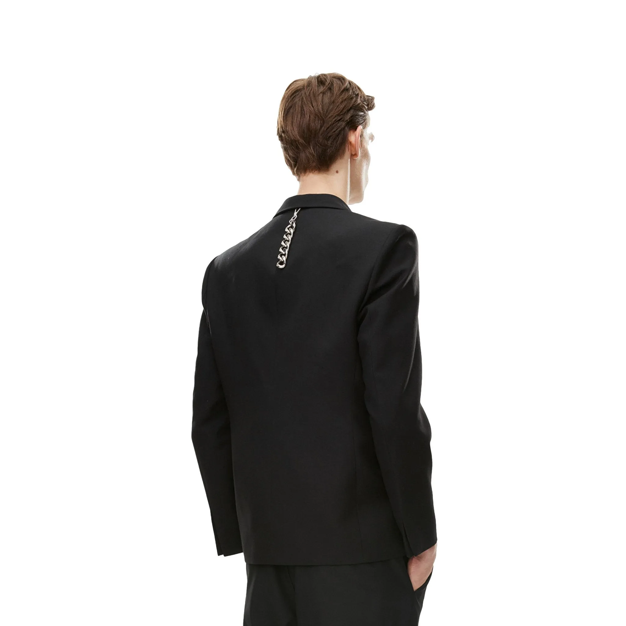 Square Chain Single Breasted Suit Black