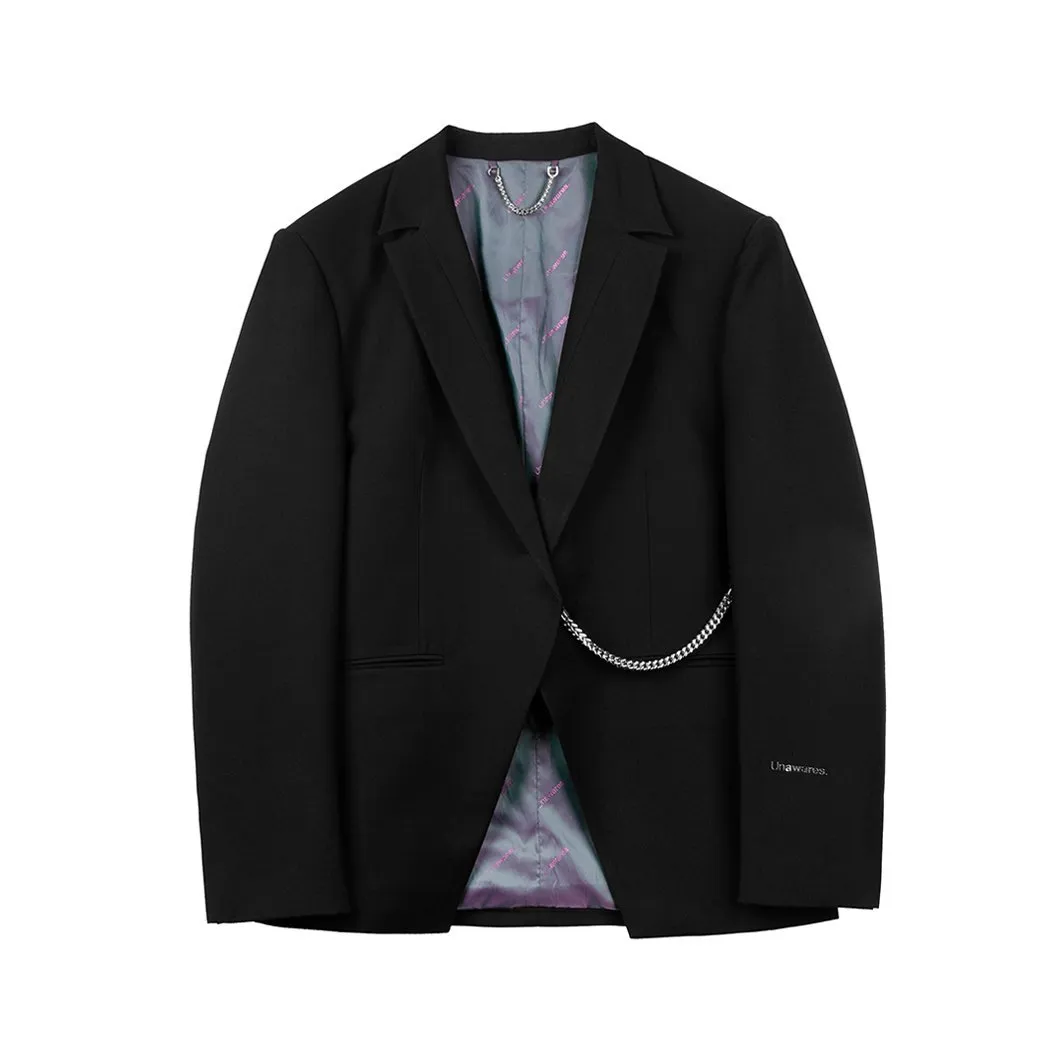 Square Chain Single Breasted Suit Black