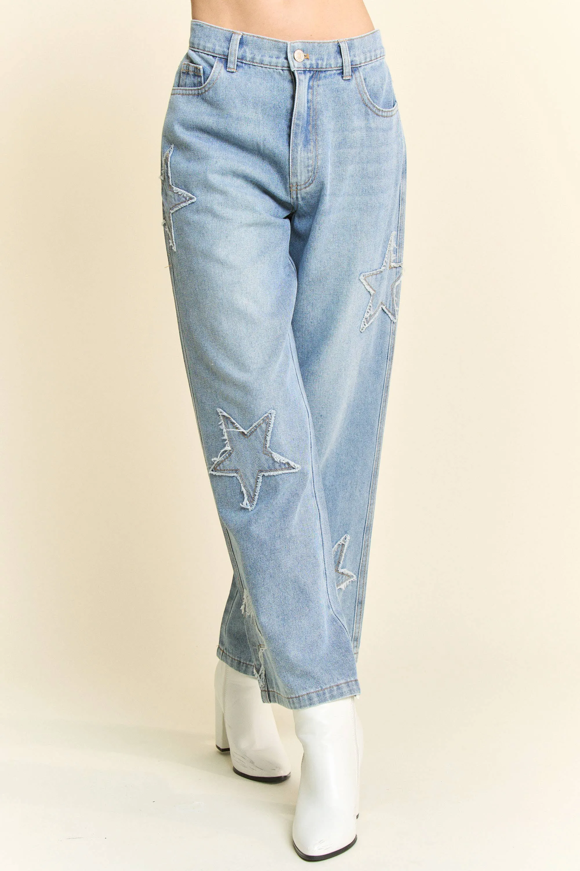 Star Patchwork Denim Pants