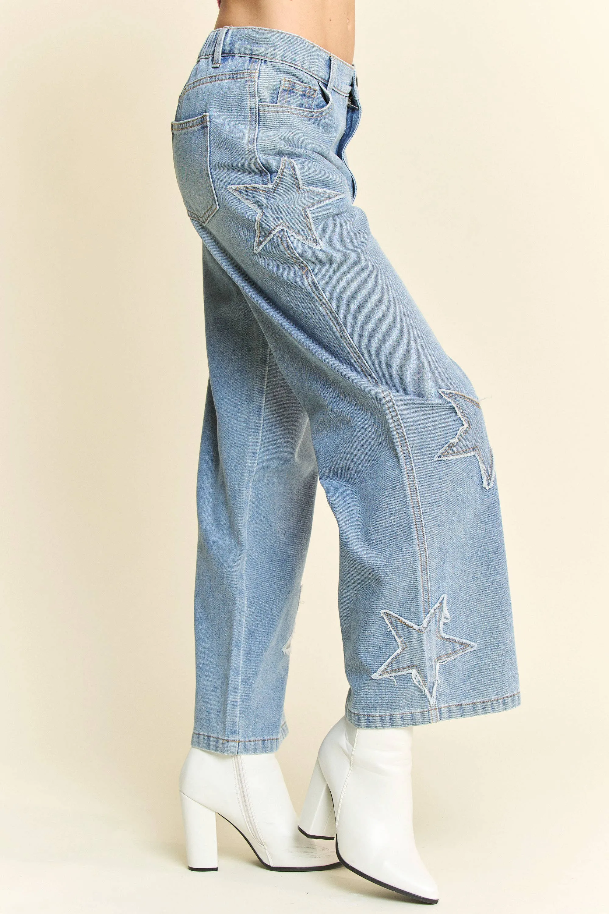 Star Patchwork Denim Pants