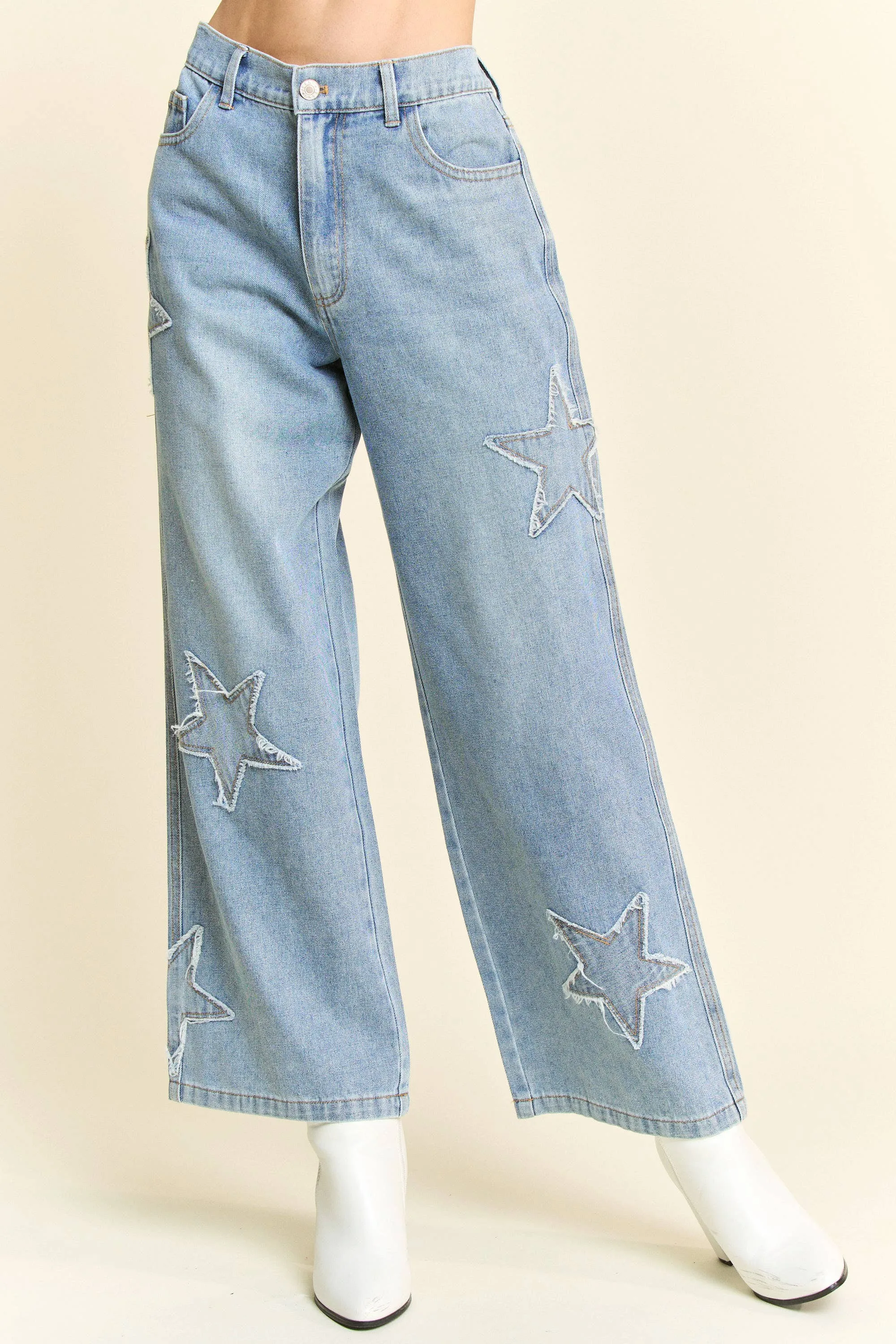 Star Patchwork Denim Pants