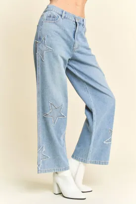 Star Patchwork Denim Pants