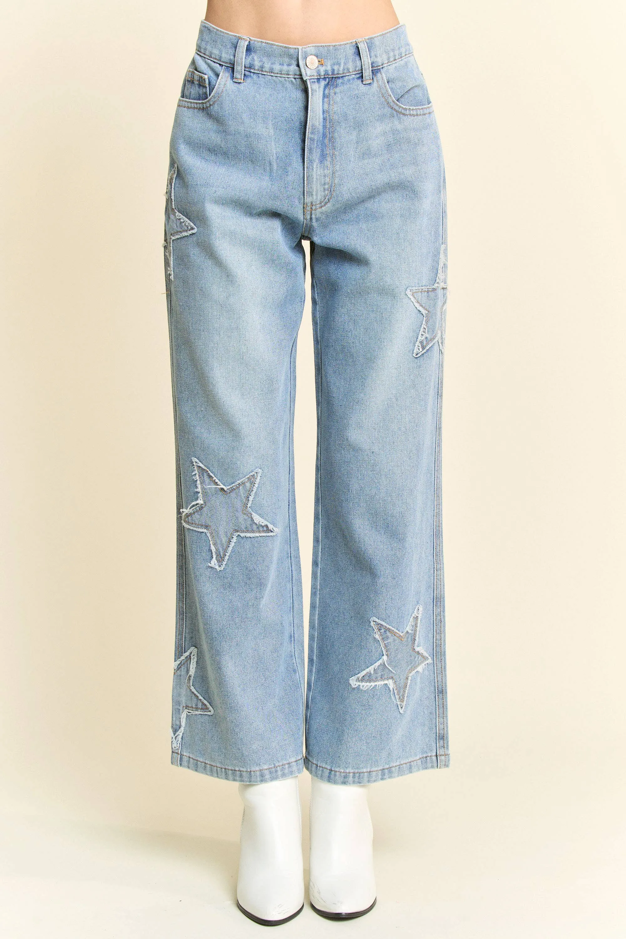 Star Patchwork Denim Pants