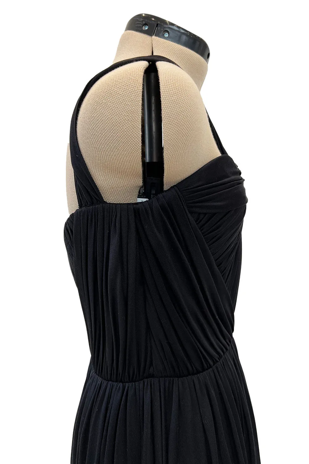 Stunning Fall 2005 Christian Dior by John Galliano Black Pleated Silk Jersey Corseted Dress