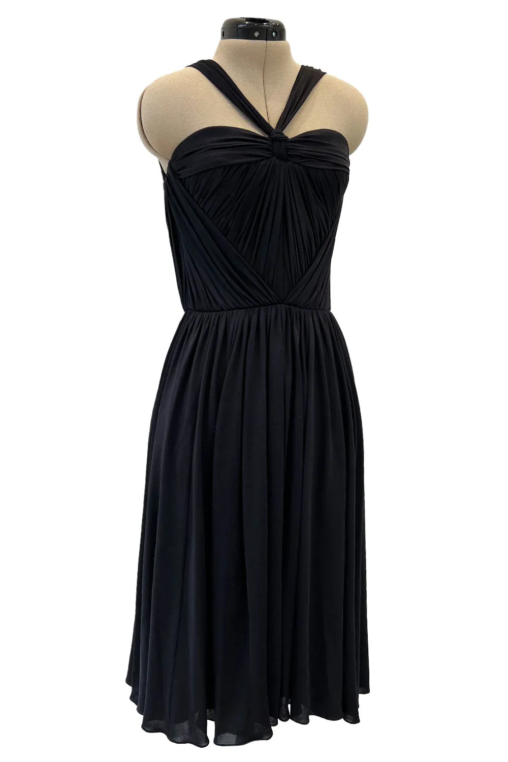 Stunning Fall 2005 Christian Dior by John Galliano Black Pleated Silk Jersey Corseted Dress