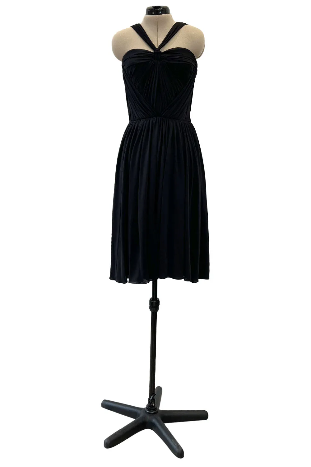 Stunning Fall 2005 Christian Dior by John Galliano Black Pleated Silk Jersey Corseted Dress