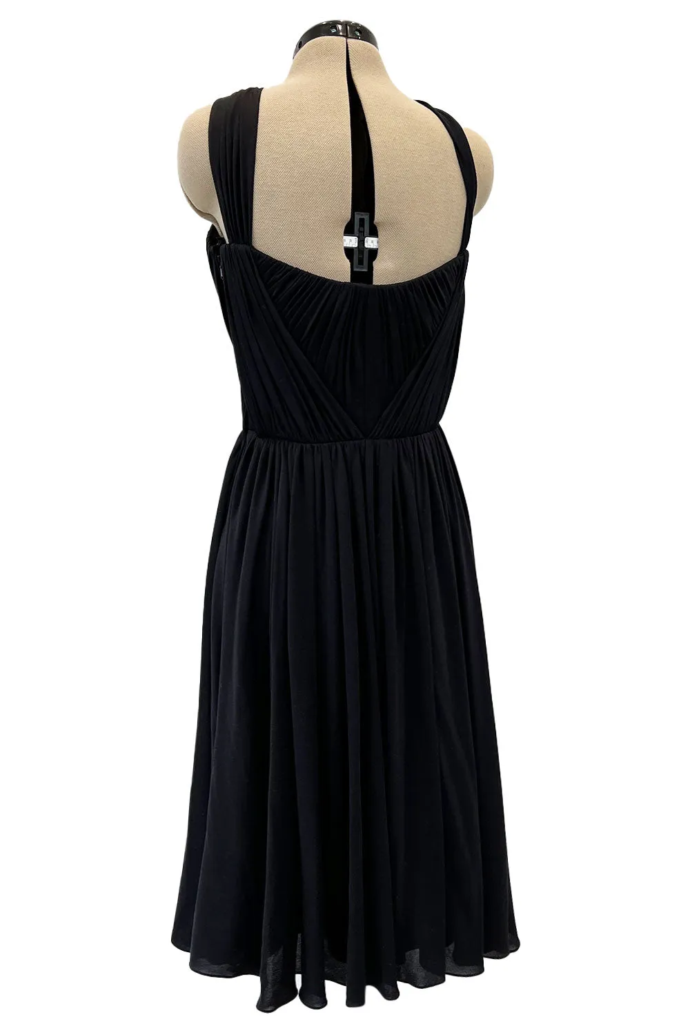 Stunning Fall 2005 Christian Dior by John Galliano Black Pleated Silk Jersey Corseted Dress