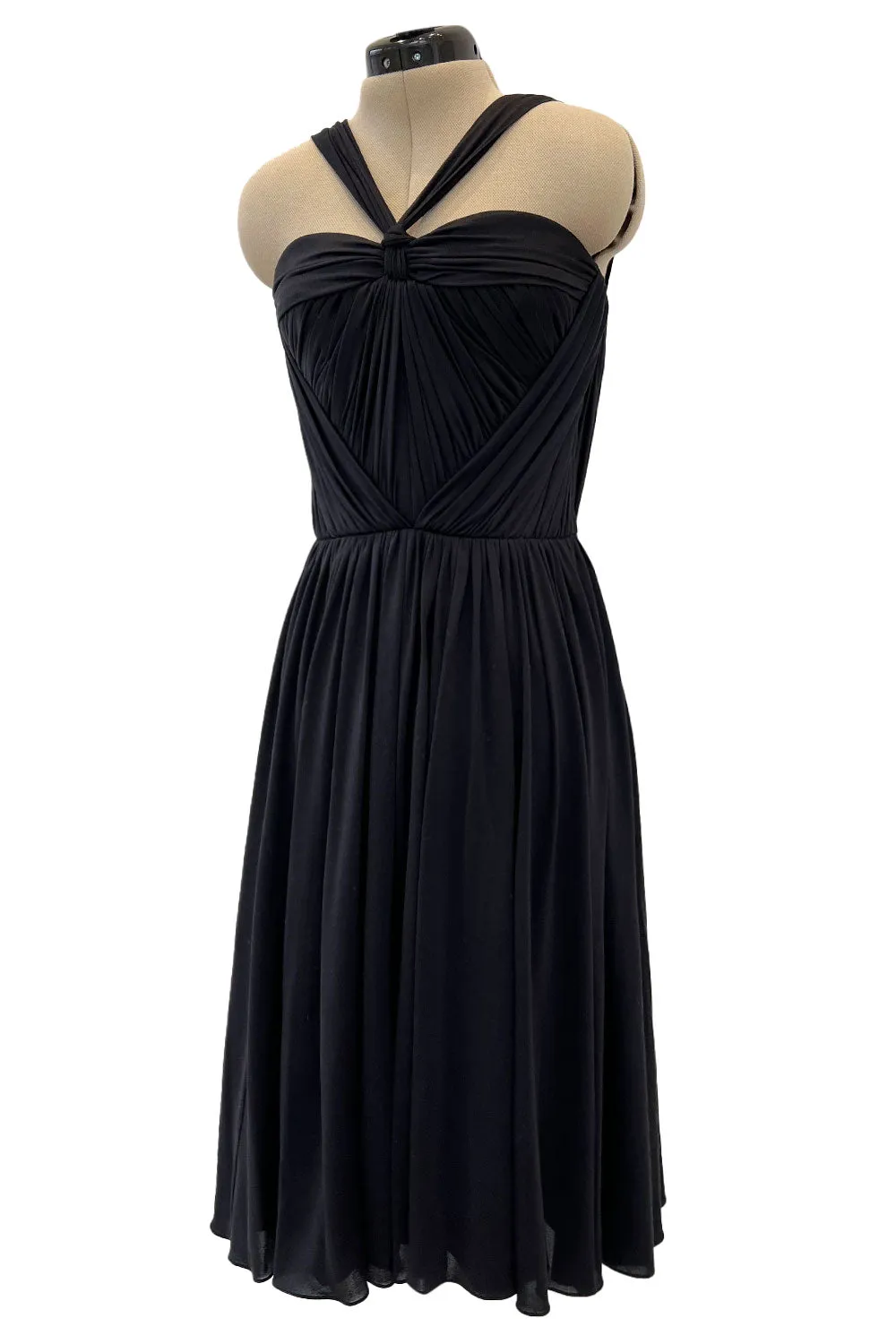 Stunning Fall 2005 Christian Dior by John Galliano Black Pleated Silk Jersey Corseted Dress