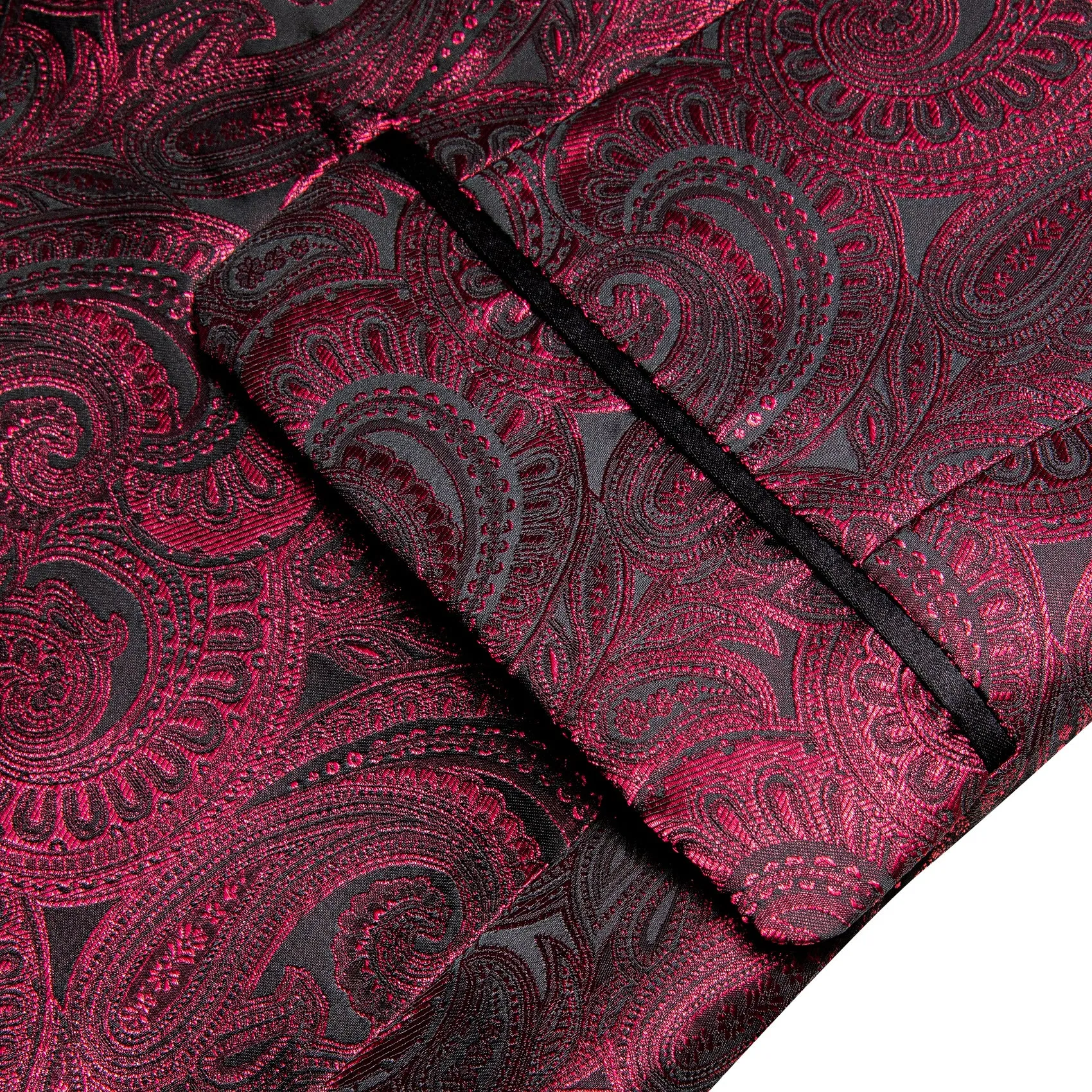 Ties2you Shawl Collar Suit Burgundy Red Black Paisley Men's Suit