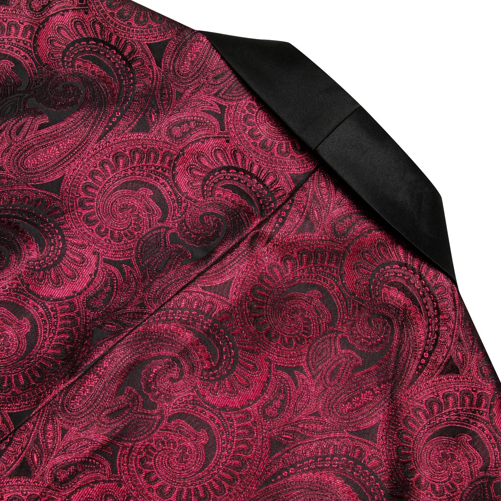 Ties2you Shawl Collar Suit Burgundy Red Black Paisley Men's Suit