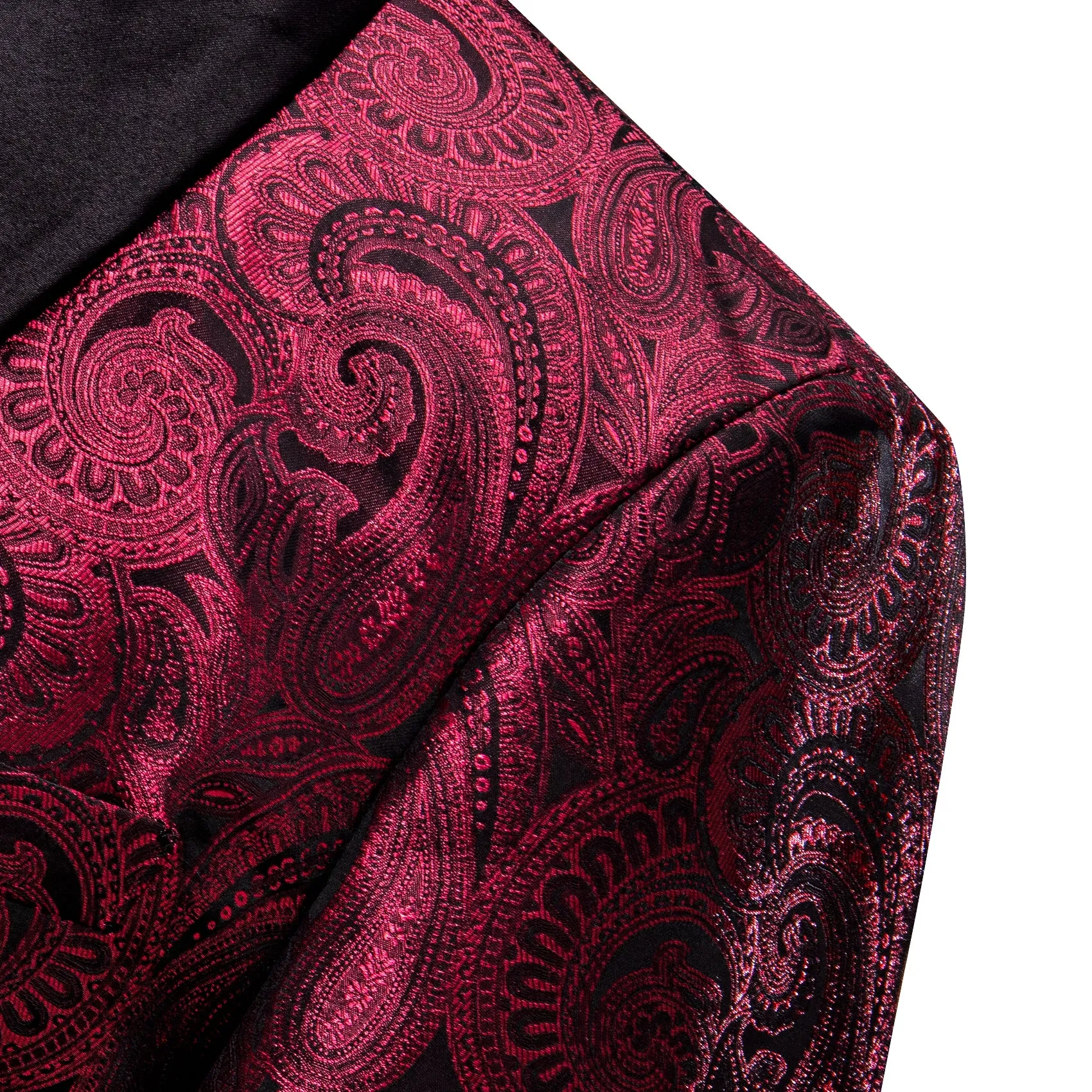 Ties2you Shawl Collar Suit Burgundy Red Black Paisley Men's Suit
