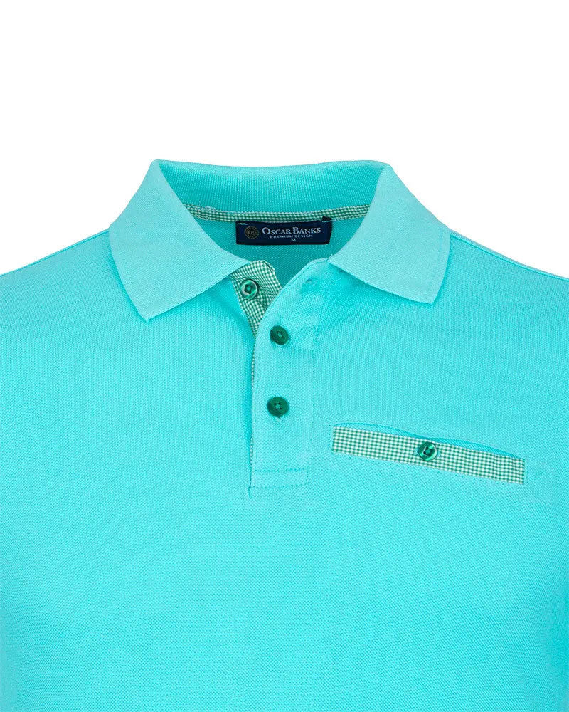Turquoise Polo T-Shirt With Contrasting Collar