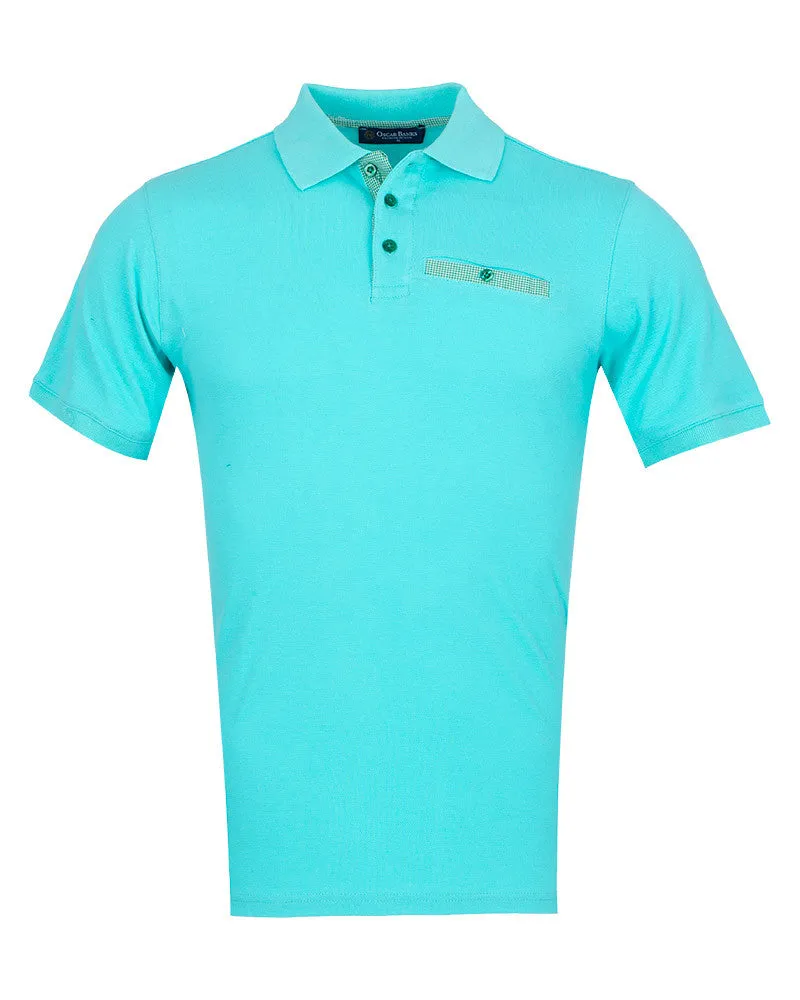 Turquoise Polo T-Shirt With Contrasting Collar