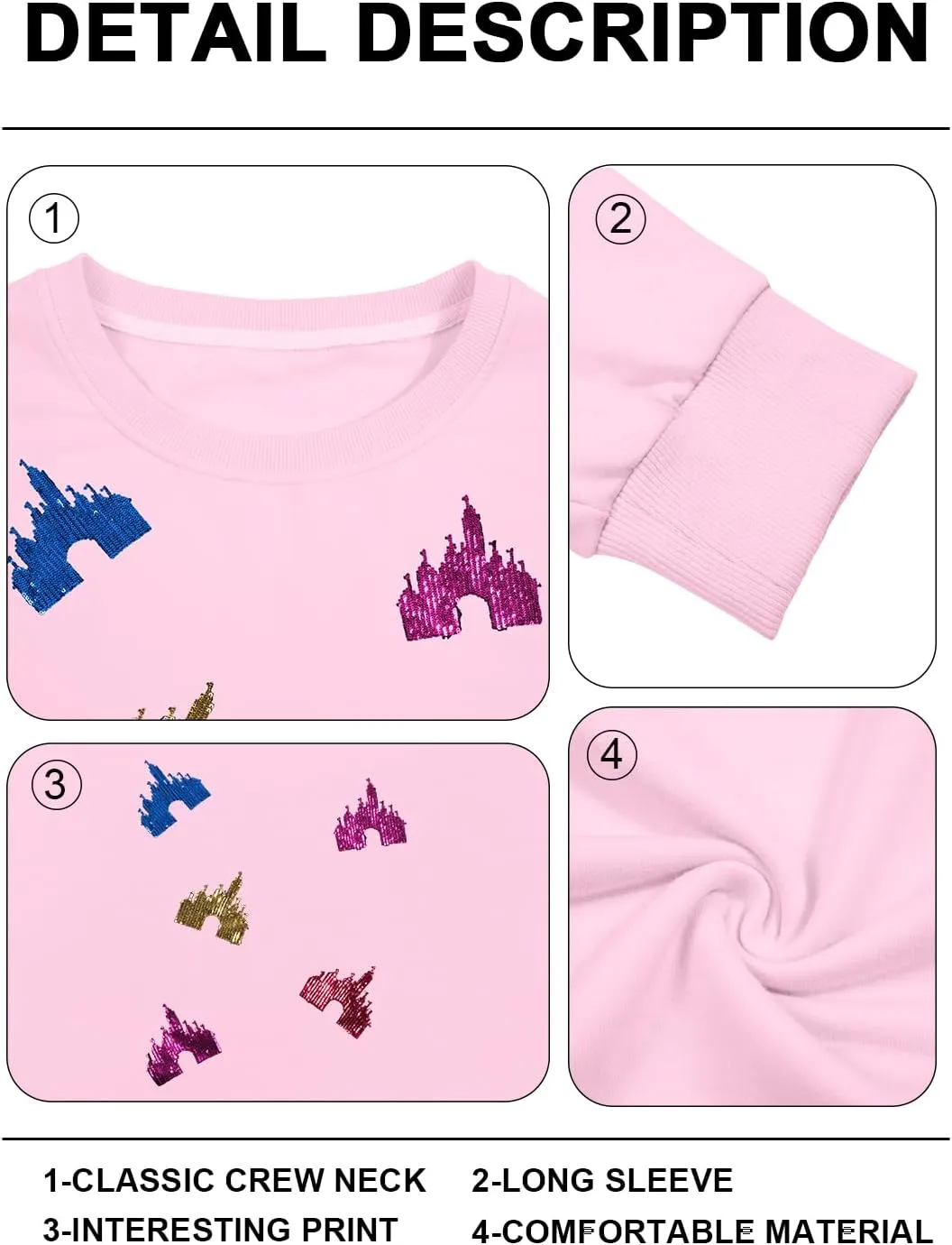 UNIQUEONE Oversized Bow Sweatshirt Womens Magic Kingdom Tee Shirt Colorful Pastel Bows Graphic Sweatshirts Holiday Pullover