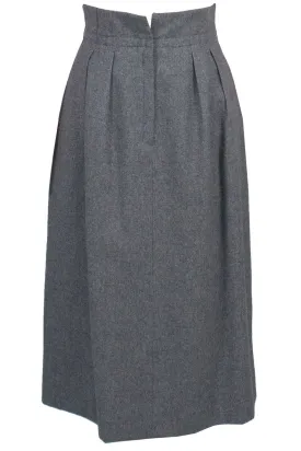 Vintage Christian Dior Gray Wool Skirt w Paper Bag Waist