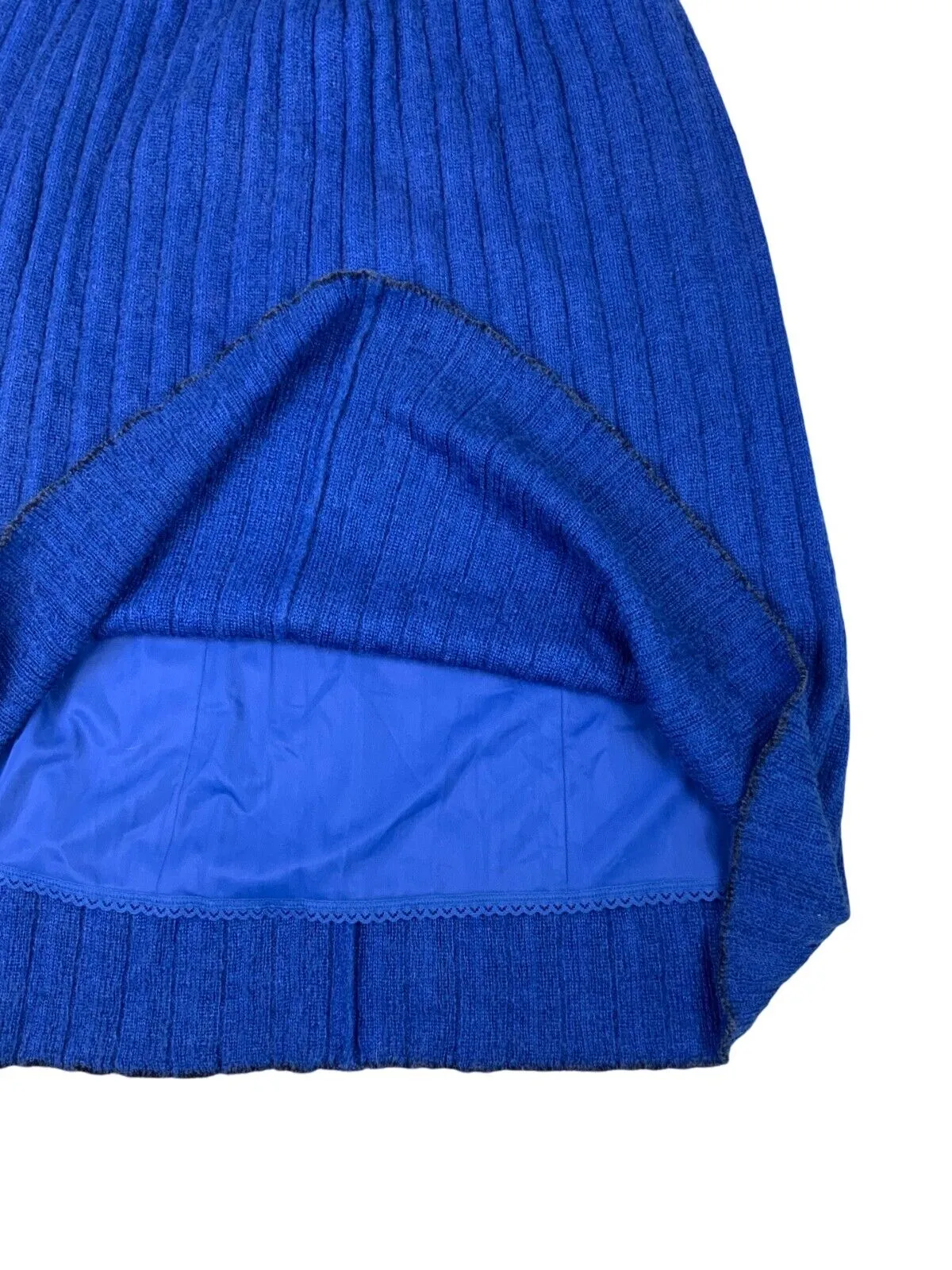 VTG LINED CHRISTIAN DIOR BLUE WOOLLEN PLEATED SKIRT SIZE S/M
