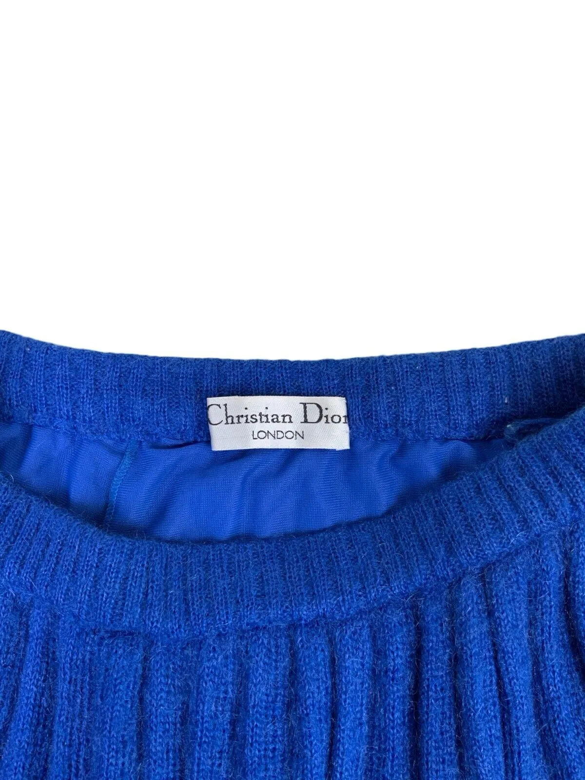 VTG LINED CHRISTIAN DIOR BLUE WOOLLEN PLEATED SKIRT SIZE S/M