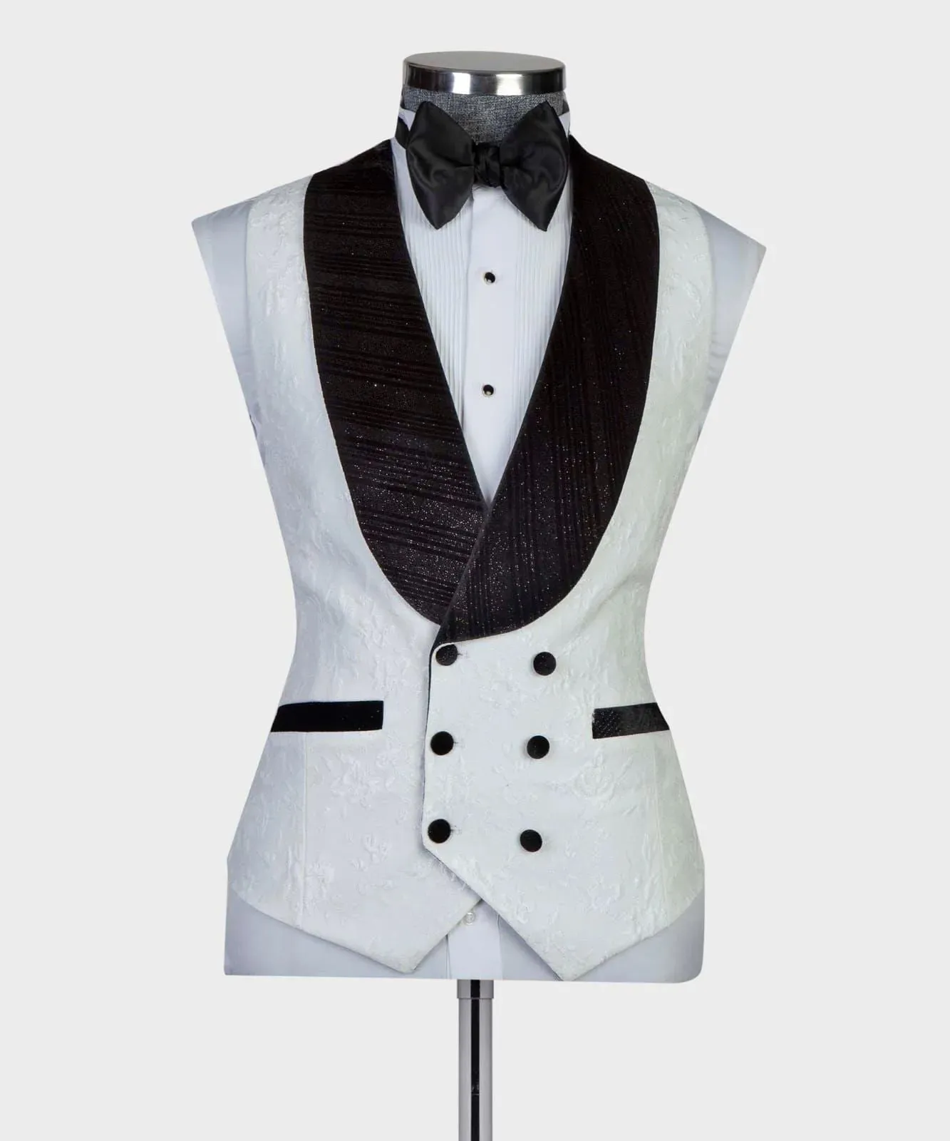 White Tuxedo With Black Shinning Collar