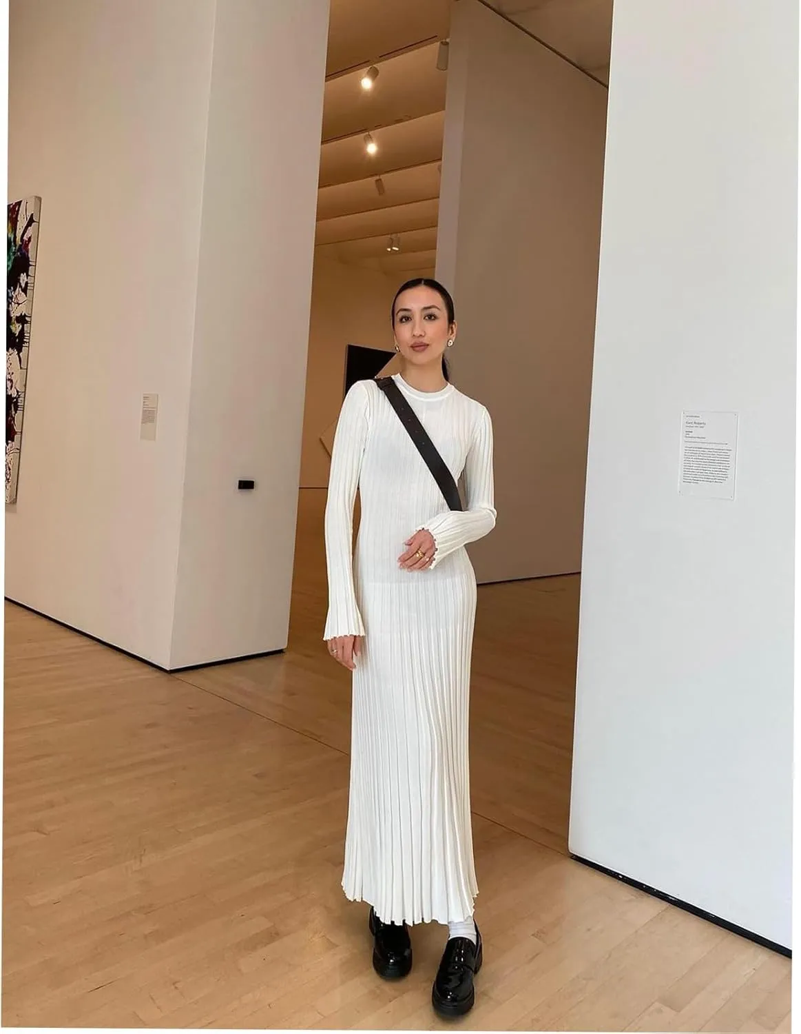 Women Sweater Dress Ribbed Long Sleeve Crewneck Knit Slim Fit Bodycon Dress Fall Maxi Long Dress