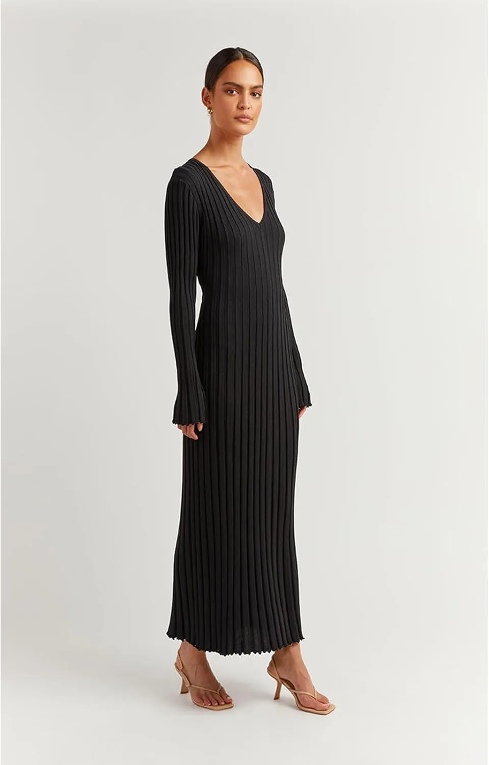 Women Sweater Dress Ribbed Long Sleeve Crewneck Knit Slim Fit Bodycon Dress Fall Maxi Long Dress