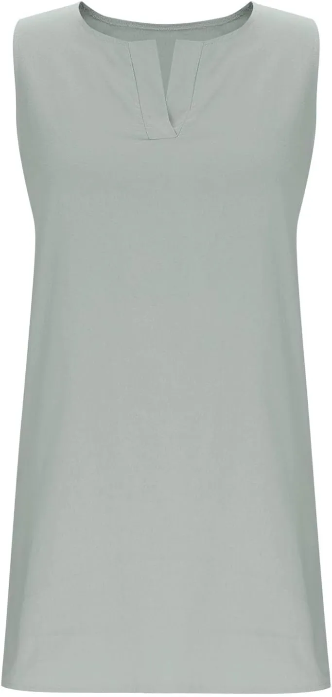 Women's Sleeveless Linen Shift Dress 2025 Summer Plain Casual Beach Dresses Solid Long Tank Sundress Vacation Outfits